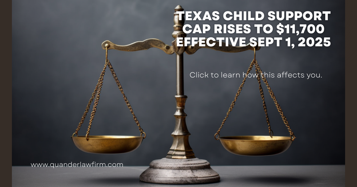 Banner showing Texas child support cap increase to $11,700 in 2025